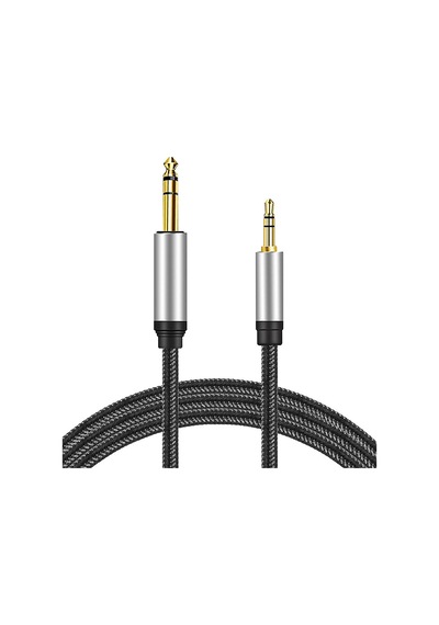Mp3 Çalar Hoparlör Bilgisayar Akıllı Telefon İçin Naylon Örgülü 6.35mm Trs Stereo Ses Kablosu