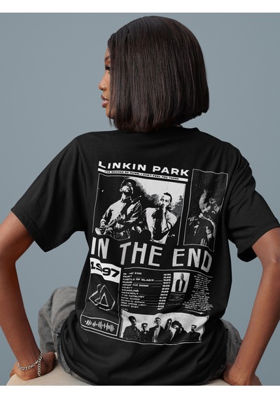 Tasarım Linkin Park In The End Rock Metal Sırt Baskılı Unisex Ove Siyah