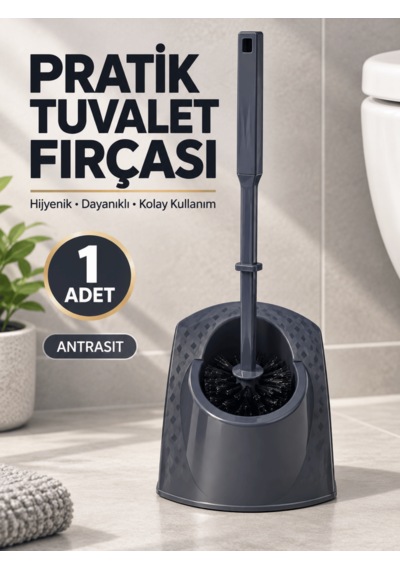 Beylini Tuvalet Klozet Fırçası Seti Wc Banyo Temizlik Fırçası Ve Kabı Antrasit