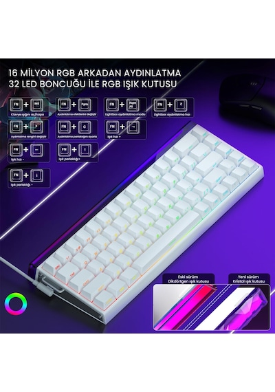 Aula Hero 68 He Manyetik Klavye Rapid Trigger Black King Switch 8000hz Rgb Tkl Hot Swap Oyuncu Klavyesi Beyaz