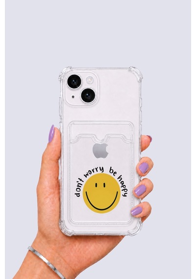 Apple iPhone Uyumlu 14 Kartlıklı Gülücük Desenli Kılıf Çok Renkli