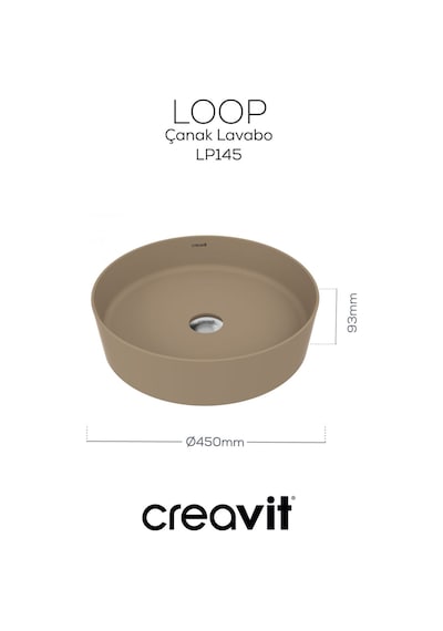 Creavit Loop Yuvarlak Çanak Lavabo Ø45 Cm Mat Cappuccino Lp145-00cm00e-00