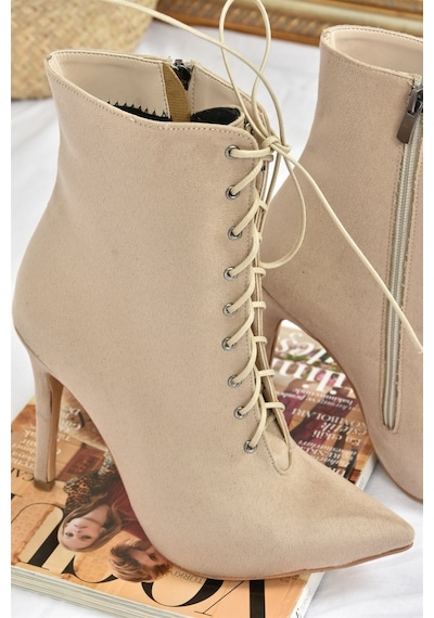 Fox Shoes Ten Süet Ince Yüksek Topuklu Kadın Bot L372493502