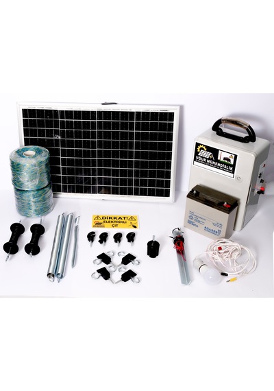 Elektrikli Çit 24ah Set-6 Domuz Kovucu Cihazı 50 Watt Panel 1000