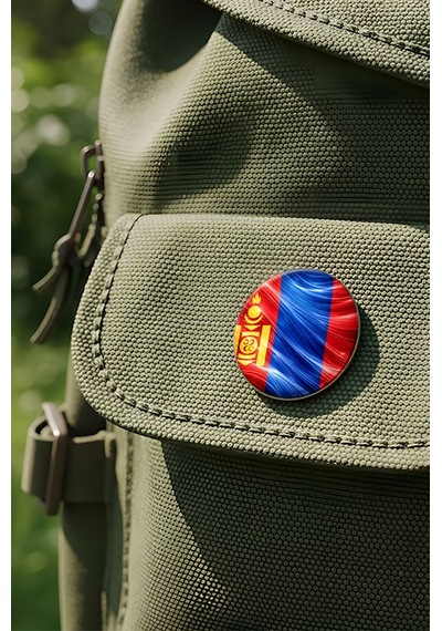 Moğolistan Mongolia Abstract Ülke Bayraklı Buton Rozet - 44 MM 5 Adet Çok Renkli
