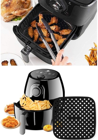 Buradabuldun Siyah Isıya Dayanıklı Yıkanılabilir Silikon Fırın Ve Airfryer Kare Model Pişirme Matı 21,5 Cm