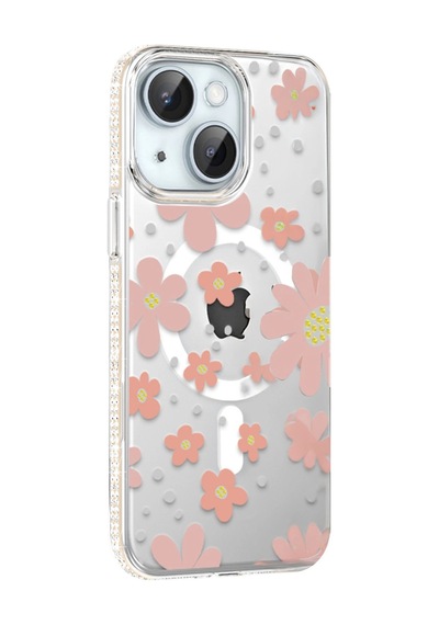 Joko Apple İphone 14 Floral Magsafe Kapak - Pembe 0.2M-Çok Renkli