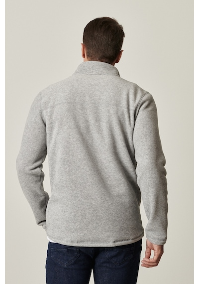 AC&Co / Altınyıldız Classics Anti-Pilling Tüylenme Yapmayan Bato Yaka Erkek Polar Sweatshirt - Gri Melanj