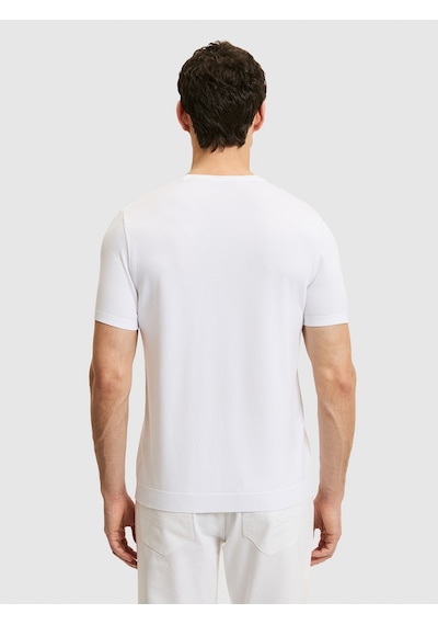 Beyaz Slim Fit Bisiklet Yaka Triko T-shirt