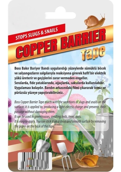 Salyongoz ve Sümüklü Böcek Engelleyici Statik Elektirik Yüklü Bakır Bariyer Bandı 18mmx2mt