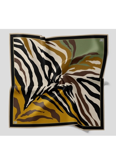Levidor Kristal Eşarp Zebra Desen Siyah Hardal