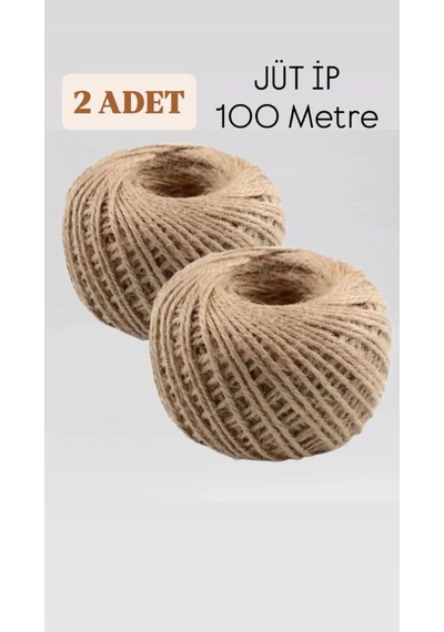 2 Adet Hasır Jüt İp 100 Metre Doğal Jüt İp - Keten İpi, Hasır İp, Halat İp, Çuval İpi Süsleme İpi 25 Diğer