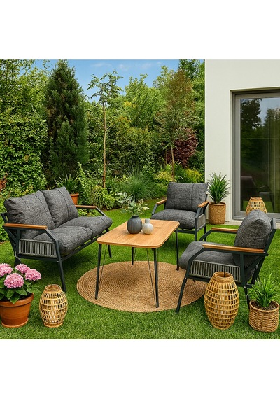 Ard & Garden Linda 211 Masalı Örgülü Gri Fermuarlı Bahçe Balkon Takımı, Cafe, Salon - Metal Kanepe Koltuk Takımı Gri Ard & Garden Linda 211 Masalı Örgülü Gri Fermuarlı Bahçe Balkon Takımı, Cafe, Salon - Metal Kanepe Koltuk Takımı Gri