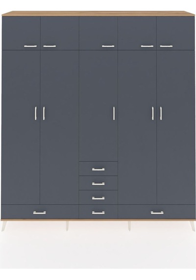 Hyperion Dolap 6 Raflı 6 Çekmeceli 4 Askılı 220x44x243 Çam-antrasit/antrasit Antrasıt/antrasıt Hyperion Dolap 6 Raflı 6 Çekmeceli 4 Askılı 220x44x243 Çam-antrasit/antrasit Antrasıt/antrasıt
