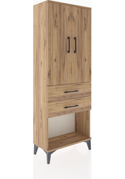 Arges Dolap Tek Raflı 2 Çekmeceli Tek Askılı 60x30x163 Çam-çam Atlas Çam