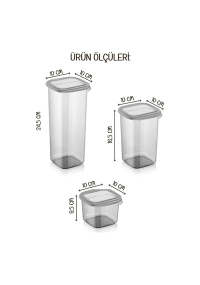 Beyaz Serigrafi Etiketli Kare Erzak Saklama Kabı 12'li Set 4x 0,55 Litre, 1,2 Litre, 1,75 Litre