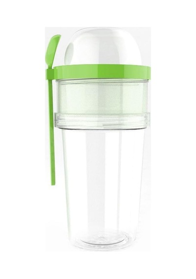 Capsularge 450 Ml + 200 Ml +100 Ml Kaşıklı Yoğurt Kabı Yeşil Çok Renkli