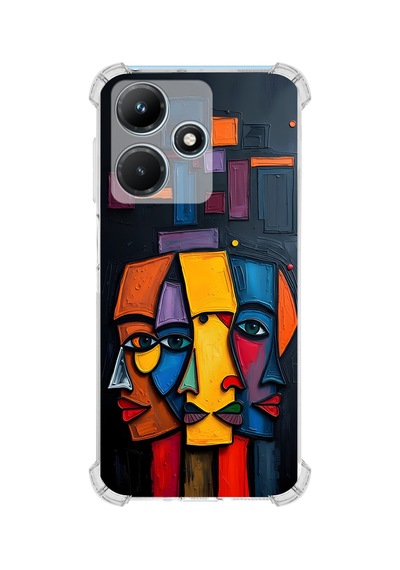 Printify Infinix Hot 30i İle Uyumlu Şeffaf Silikon Kılıf Uv Baskılı Esnek Tpu Kapak Totem Face No2