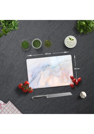 Cam Kesme Tahtası Supreme Mermer Görünümlü 20cm X 30cm