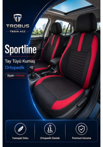 Seat Ateca 2016 Sonrası Uyumlu Sportline Serisi Siyah Kırmızı Ortopedik Tay Tüyü Koltuk Kılıfı