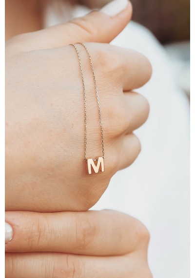 14 Ayar Minimal M Harf Kolye