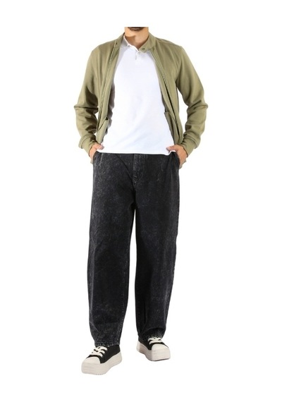 Denim Siyah Taşlama Detaylı Wide Leg Pantolon Siyah