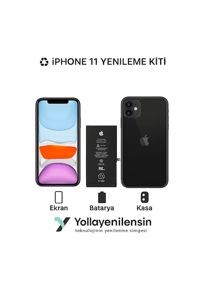 Apple Uyumlu iPhone 11 Kiti Ekran + Batarya + Arka Kasa e Eş Değer Kalite Parçalar