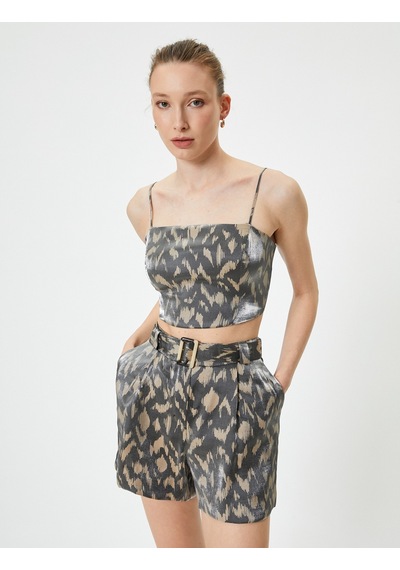 Koton Crop Üst Leopar Desenli İnce Askılı Jakarlı Standart Kesim Bej Desenli 4sak30022uw Ekru Koton Crop Üst Leopar Desenli İnce Askılı Jakarlı Standart Kesim Bej Desenli 4sak30022uw Ekru