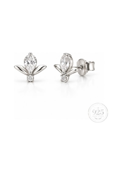Servi 925 Ayar Gümüş Minimal Lotus Markiz Taşlı Küpe-520