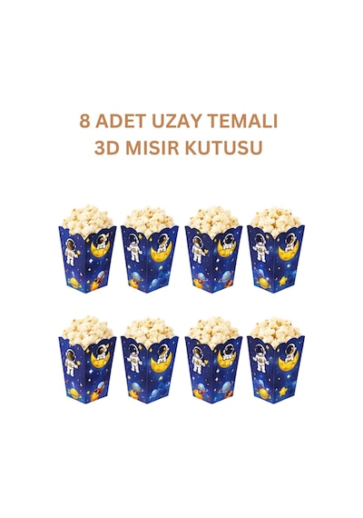 Uzay Temalı Parti Seti Tavan Sarkıt, İyi Ki Doğdun Banner, 3d Gözlük, Pasta Figürü Ve Mısır Kutusu Mavi