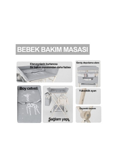 Missidea Relaxus Portatif Bebek Alt Değiştirme Bakım Masası Sepetli Organizer Katlanabilir Taşınabilir İstasyon