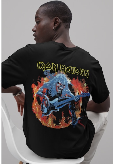 Tasarım Iron Maiden Müzik Grubu Sırt Baskılı Unisex Oversize Rock Siyah