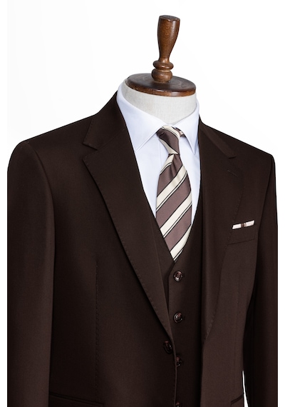 İlayda Emir Luxury, İtalyan Kesim, Slim Fit, Blazer, Erkek Takım Kahverengi