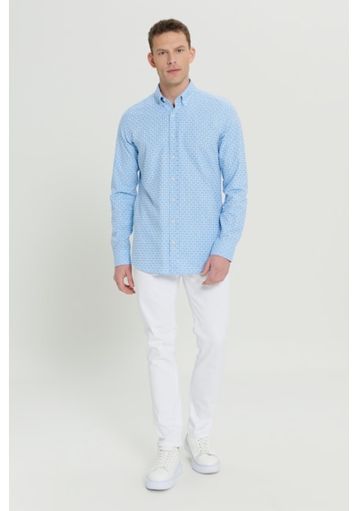 AC&Co / Altınyıldız Classics Erkek Acık Mavı %100 Pamuk Slim Fit Dar Kesim Düğmeli Yaka Armürlü Gömlek Acık Mavı AC&Co / Altınyıldız Classics Erkek Acık Mavı %100 Pamuk Slim Fit Dar Kesim Düğmeli Yaka Armürlü Gömlek Acık Mavı