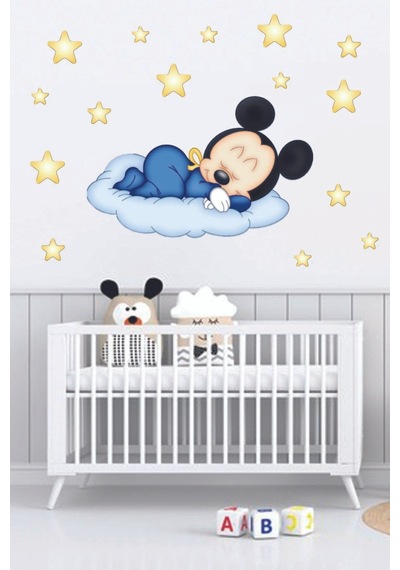 Uyukucu Mickey Mouse Duvar Sticker 90x60 Cm