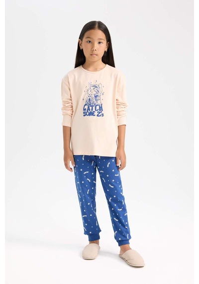 DeFacto Kız Çocuk Pijama Takımı Baskılı Uzun Kollu Üst Beli Lastikli Uzun Alt D7743A824WNPN434 Pembe DeFacto Kız Çocuk Pijama Takımı Baskılı Uzun Kollu Üst Beli Lastikli Uzun Alt D7743A824WNPN434 Pembe
