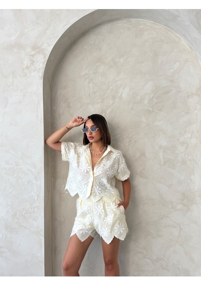 Verymoda Nakışlı Gömlek D2858 Sarı