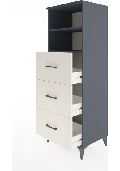 Hyperion Dolap 2 Raflı 3 Çekmeceli 60x44x163 Antrasit-aytaşı Antrasit