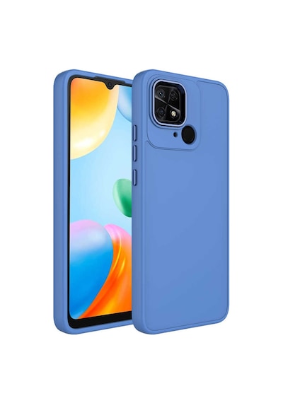 Goocamp Redmi 10c Kılıf Metal Çerçeve Ve Buton Tasarımlı Silikon Luna Kapak - Lavend Lavendery Gray