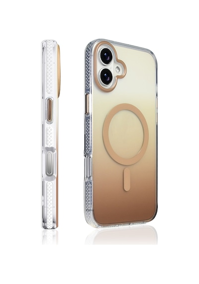Zore İphone 16 Plus Kılıf M-safe Şarj Özellikli Transparan Renk Geçişli Nvth Toros Kapak - Rose Pembe