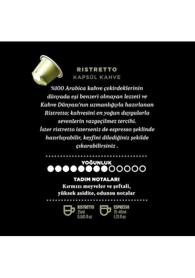 Kahve Dünyası No 8 Rıstretto Kapsül Kahve 10'lu