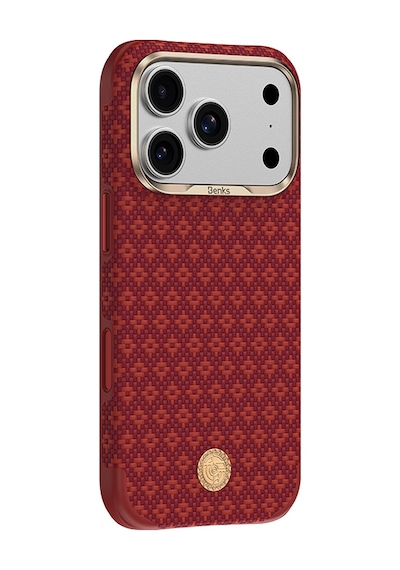 İphone 17 Pro Uyumlu Kılıf M-safe Özellikli Benks Armorpro Armoredge X9 Serisi Kevlar Kapak Kırmızı