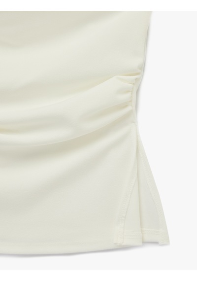 Koton Slim Fit Drape Detaylı Straplez Top Beyaz 6sak10192ek