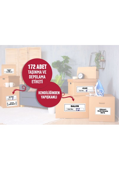 Yapışkanlı Koli Etiketi Kırılabilir Etiketleri Ve Depolama Ev Taşıma ve Taşınma Malzemeler 172 Adet