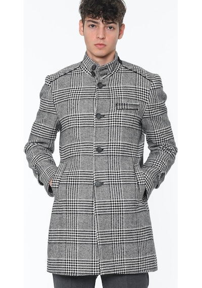 Plt9391 Dewberry Erkek Palto-desenli Siyah Desenli Siyah