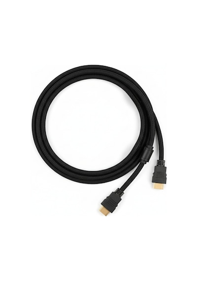 5 Metre Ekstra Koruma Hasır Örgülü Altın Uçlu Parazit Filtreli (Ferrit Çekirdek) HDMI Kablo