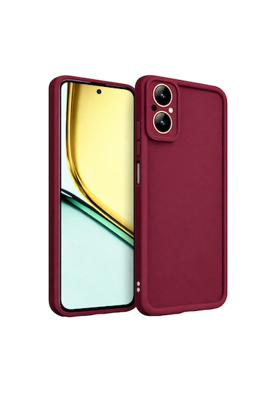 Realme C67 Ve Realma 12 Lite Uyumlu Kamera Çıkıntılı Mat Silikon Telefon Kılıfı Bordo