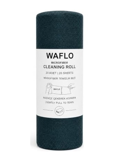 Mikrofiber Temizlik Bezi Rulo 20'li - Petrol Mavisi Yüksek Emicilik, Tekrar Kullanılabilir, İz Bırakmaz Açık Bej