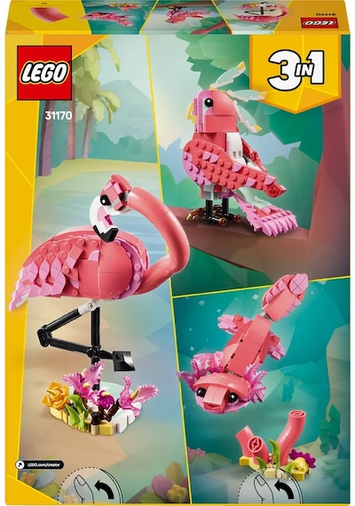 LEGO® Creator 3’ü 1 Arada Vahşi Hayvanlar: Pembe Flamingo 31170 - 8 Yaş ve Üzeri Çocuklar için Yaratıcı Oyuncak Yapım Seti (288)