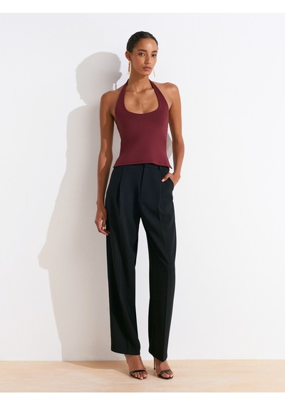 Dilvin 31753 Halter Yaka Top-bordo Bordo
